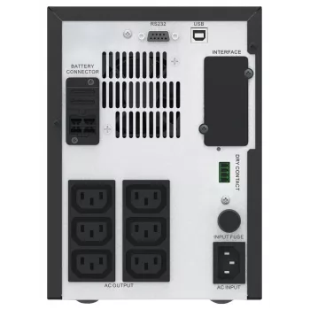 APC Easy UPS 1 Ph Line Interactive, 1500VA, Tower, 230V, 6 saídas IEC C13, AVR, contacto livre de potencial, LCD, sem suporte para placa de rede