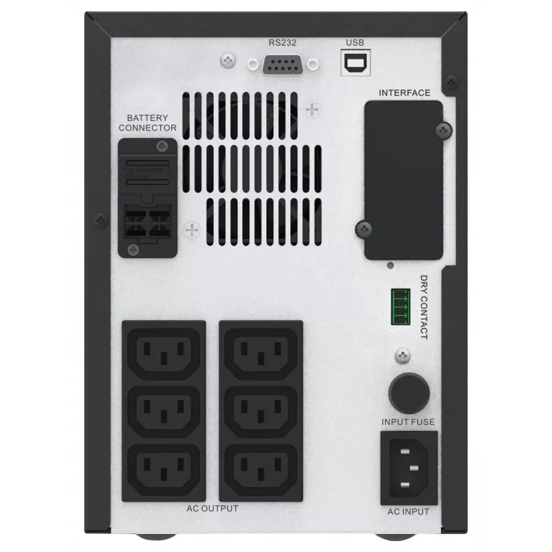 APC Easy UPS 1 Ph Line Interactive, 1500VA, Tower, 230V, 6 saídas IEC C13, AVR, contacto livre de potencial, LCD, sem suporte para placa de rede
