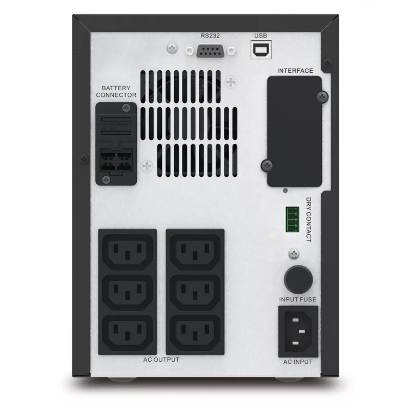 APC Easy UPS 1 Ph Line Interactive, 750VA, Tower, 230V, 6 saídas IEC C13, AVR, contacto livre de potencial, LCD, sem suporte para placa de rede