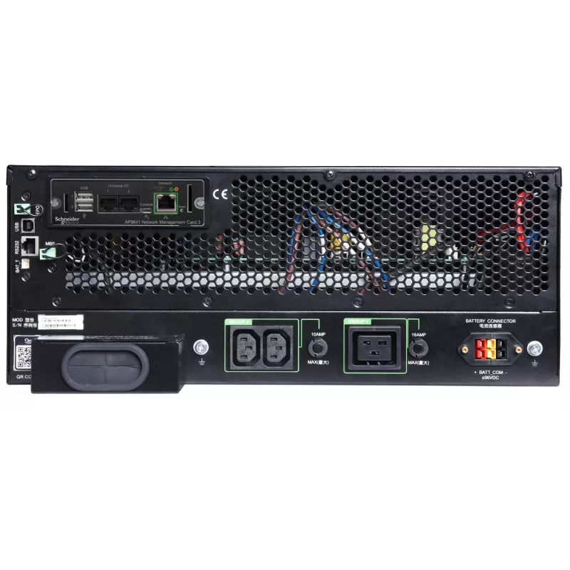 APC Smart-UPS On-Line, 5kVA/5kW, Rack/Tower, 230V, 2x IEC C13+1x IEC C19+ligação fixa de 3 condutores (H+N+E) saídas, placa de rede, sem kit de calhas