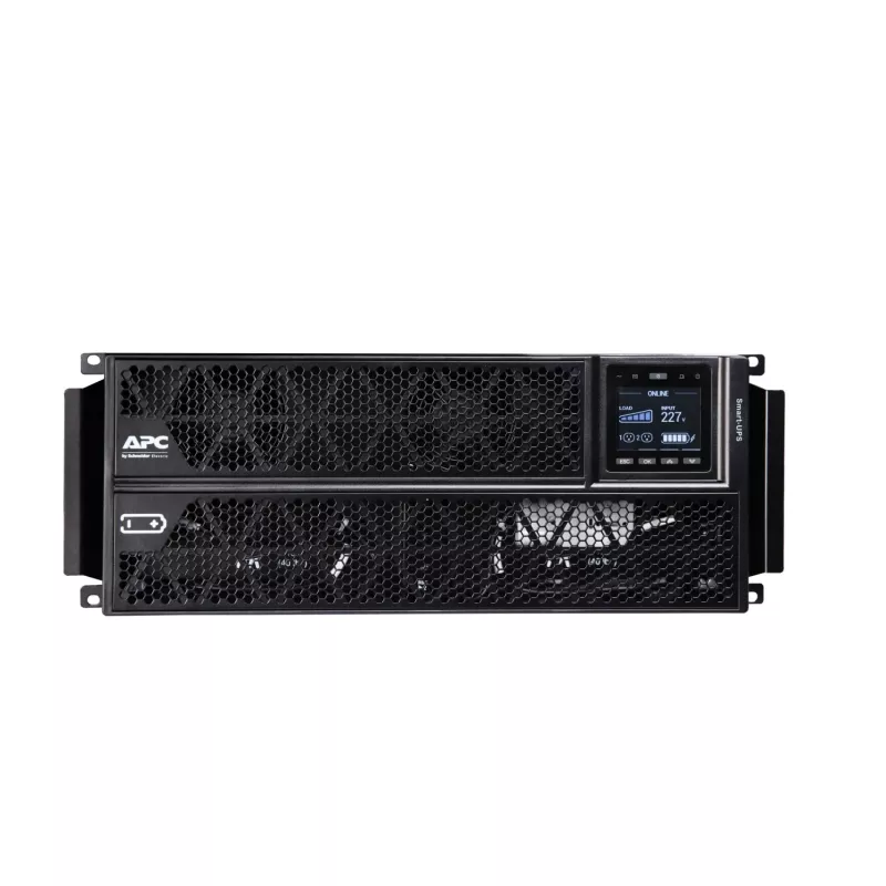 APC Smart-UPS On-Line, 5kVA/5kW, Rack/Tower, 230V, 2x IEC C13+1x IEC C19+ligação fixa de 3 condutores (H+N+E) saídas, placa de rede, sem kit de calhas