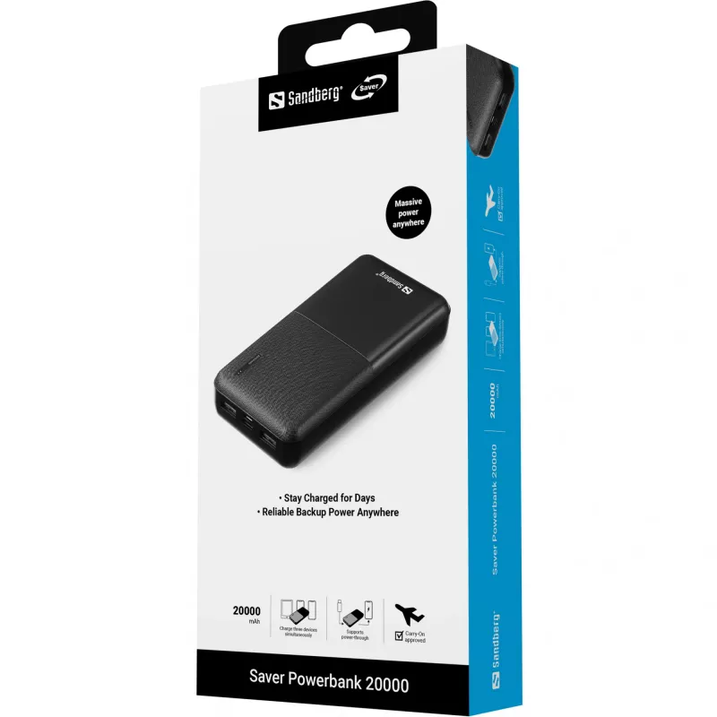Powerbank portátil Sandberg Saver Powerbank 20000, 20000 mAh