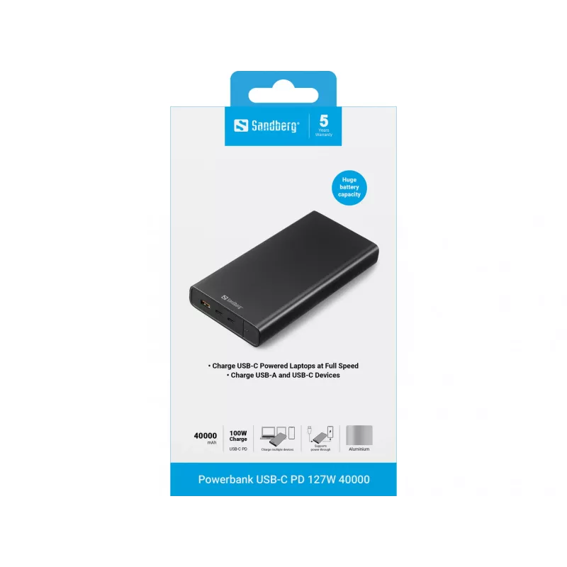 Powerbank portátil Sandberg USB-C PD 127W 40000 mAh