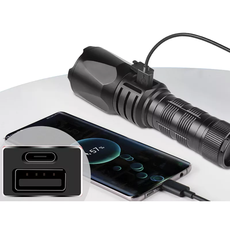 Sandberg Survivor Torch Powerbank 5000, lanterna de mão, preto, alumínio, IPX4, -30 – 40 °C, FCC, RoHS, UKCA, CE