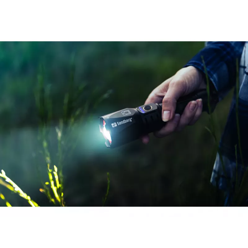 Sandberg Survivor Torch Powerbank 5000, lanterna de mão, preto, alumínio, IPX4, -30 – 40 °C, FCC, RoHS, UKCA, CE