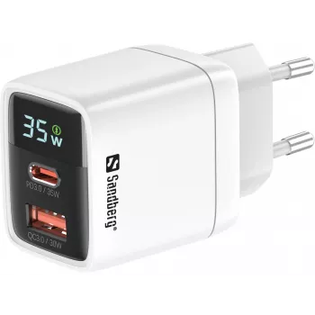 Carregador Sandberg 2in1 1xUSB-C 1xUSB 35W interior AC universal