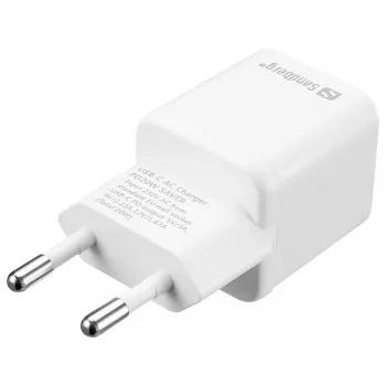 Carregador de parede Sandberg USB-C PD20W SAVER, interior, AC, 12 V, 3 A, branco