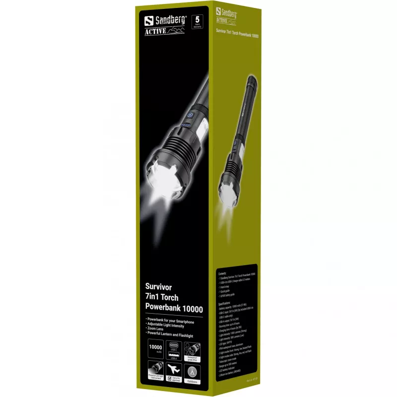 Sandberg Survivor 7in1 lanterna powerbank 10000