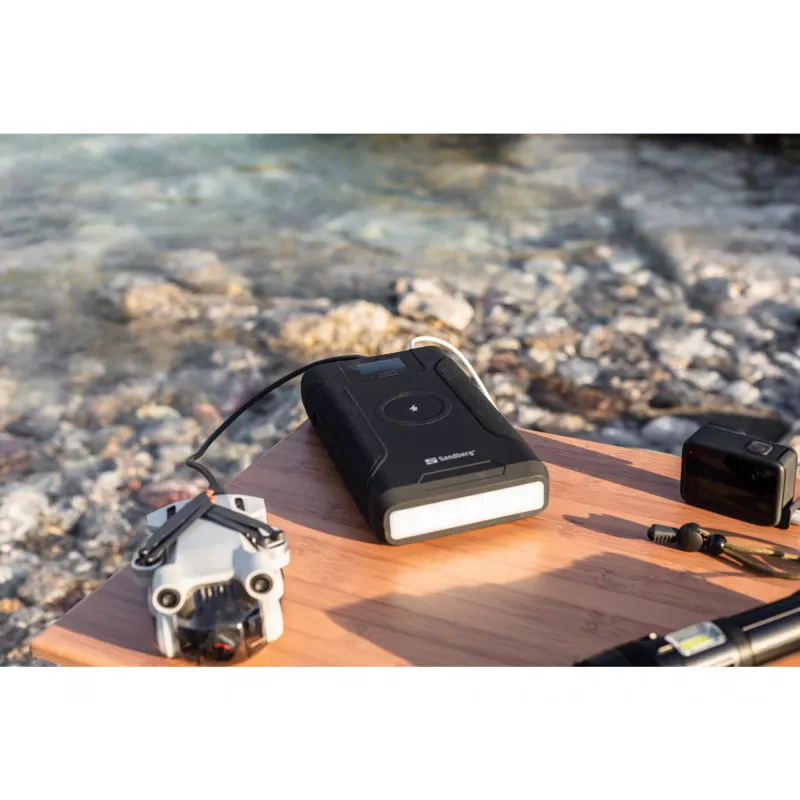 Sandberg Survivor Powerbank 7in1 76800, 76800 mAh, Lithium-Ion (Li-Ion), carregamento sem fios, 3,6 V, preto