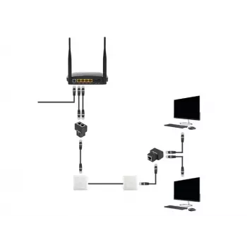 Divisor de cabo Lanberg ADS-RJ45-2RJ45-OS preto
