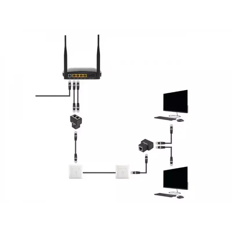 Divisor de cabo Lanberg ADS-RJ45-2RJ45-OS preto