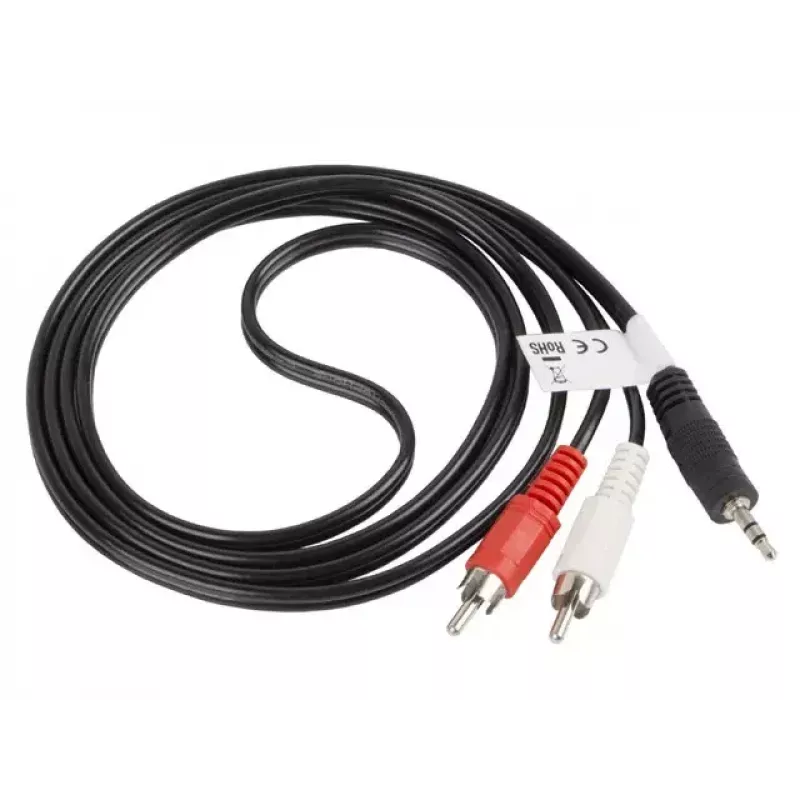 Cabo de áudio LANBERG 3,5 mm para 2×RCA macho 1,5 m preto