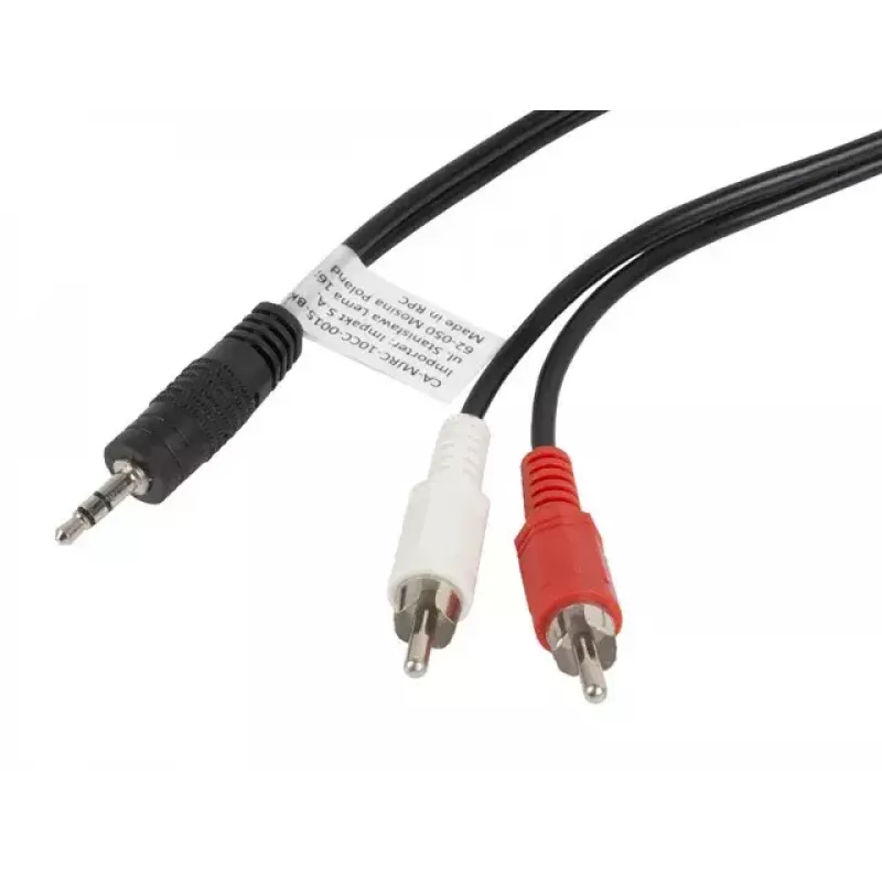 Cabo de áudio LANBERG 3,5 mm para 2×RCA macho 1,5 m preto