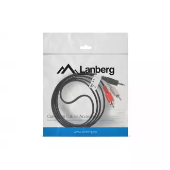 Cabo de áudio LANBERG 3,5 mm para 2×RCA macho 1,5 m preto