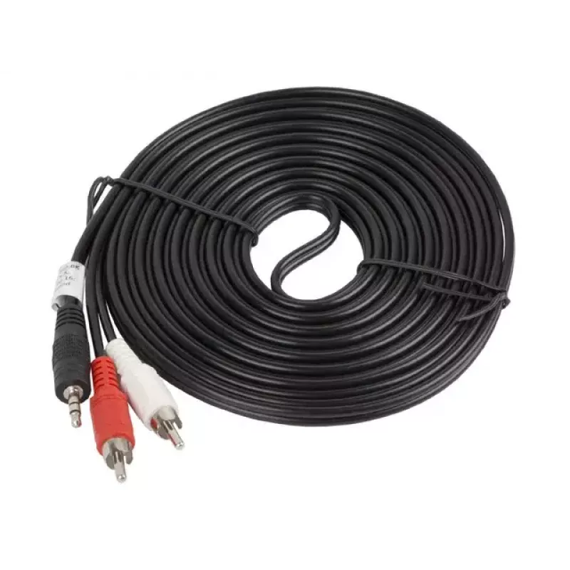 Cabo de áudio LANBERG 3,5 mm para 2×RCA macho, 5 m, preto
