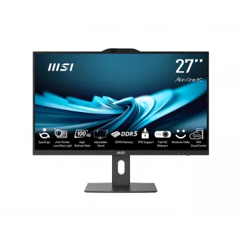 MSI Pro AP272P 14M-496EU Intel® Core™ i5 i5-14400 68,6 cm (27 polegadas) 1920 x 1080 píxeis All-in-One PC 16 GB DDR5-SDRAM 512 GB SSD Windows 11 Pro Wi-Fi 6E (802.11ax) Preto