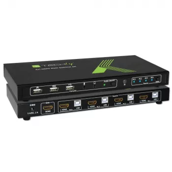 Techly 4x1 USB HDMI 4Kx2K IDATA KVM-HDMI4U Comutador KVM Preto
