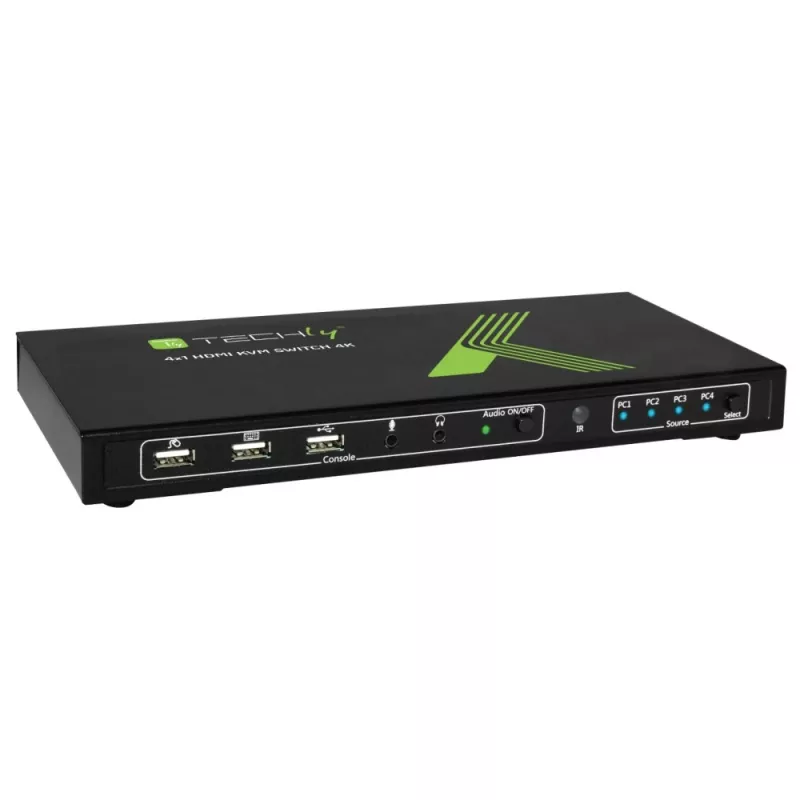 Techly 4x1 USB HDMI 4Kx2K IDATA KVM-HDMI4U Comutador KVM Preto