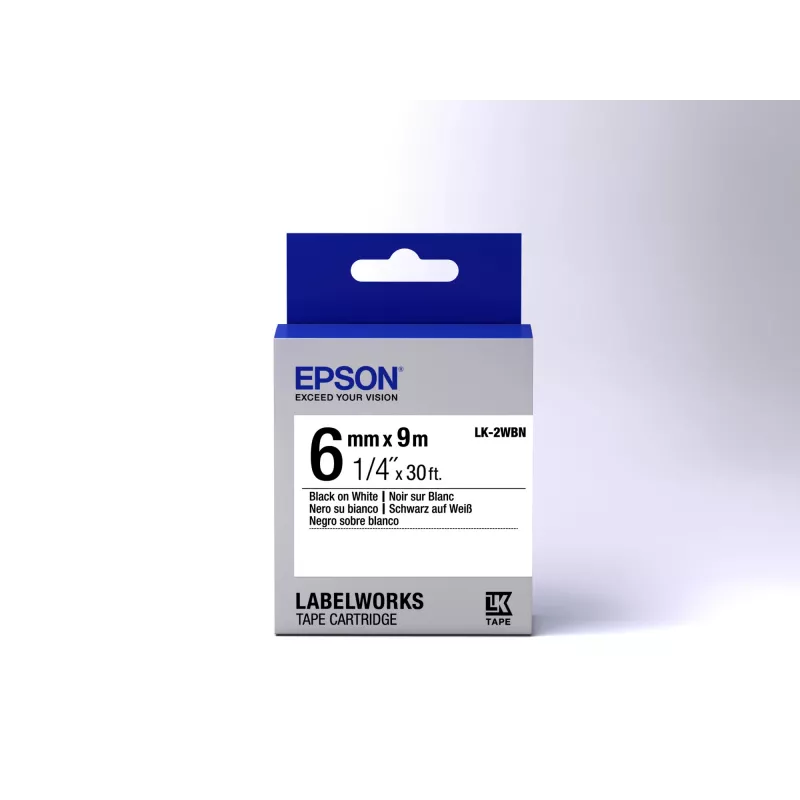 Cartucho de etiquetas Epson Standard LK-2WBN preto/branco 6 mm (9 m)