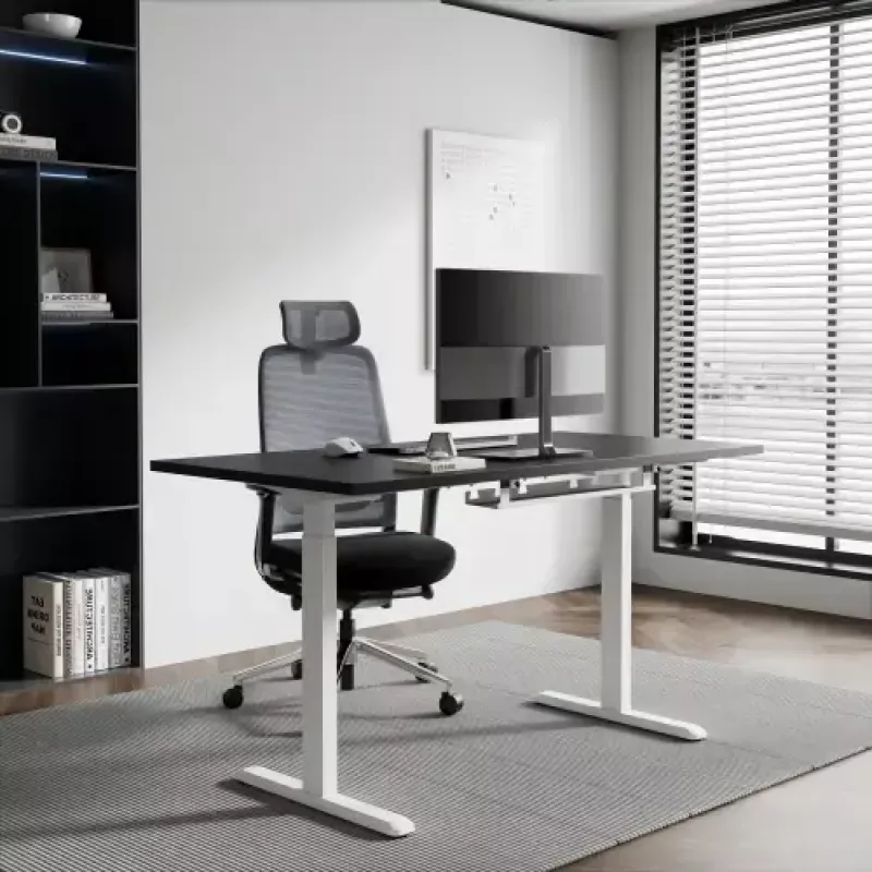 Mesa de altura ajustável up up B-57051PT/W-IA-ED22-60M — tampo branco, pernas pretas, altura ajustável