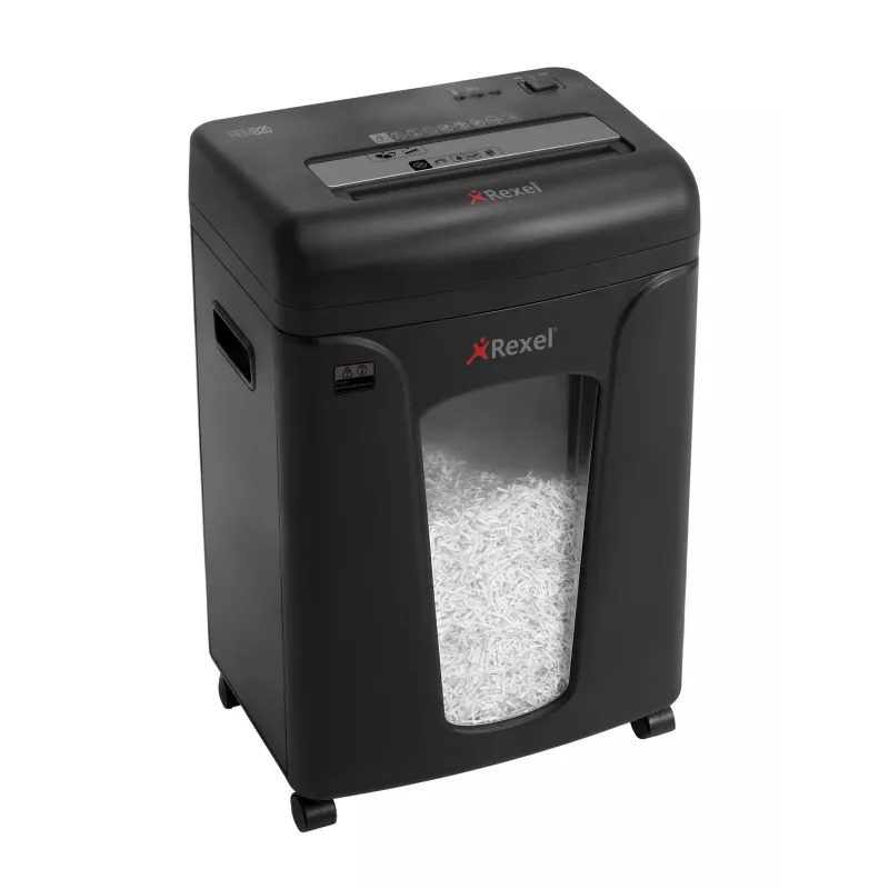 Rexel Mercury REM820 destruidora de papel, corte em micropartículas 2 x 15 mm, P-5, 9 folhas, 21 l, cesto de 220 folhas, 22,5 cm, 58 dB, preta