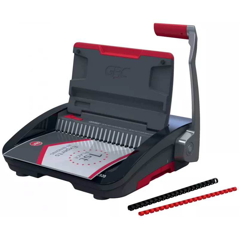 GBC CombBind CB20 encadernadora de pente de plástico, preto/prata/vermelho