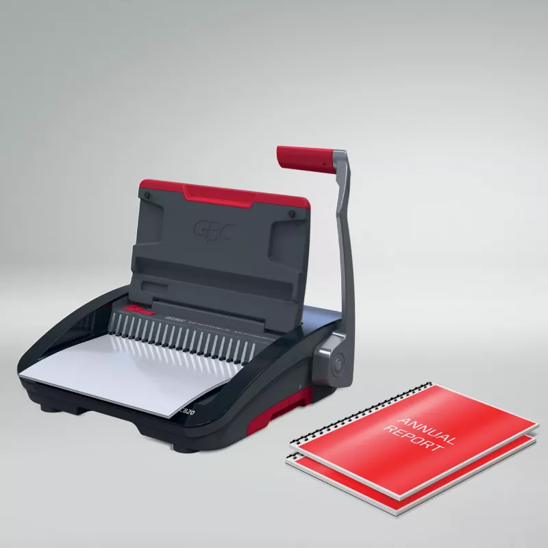 GBC CombBind CB20 encadernadora de pente de plástico, preto/prata/vermelho