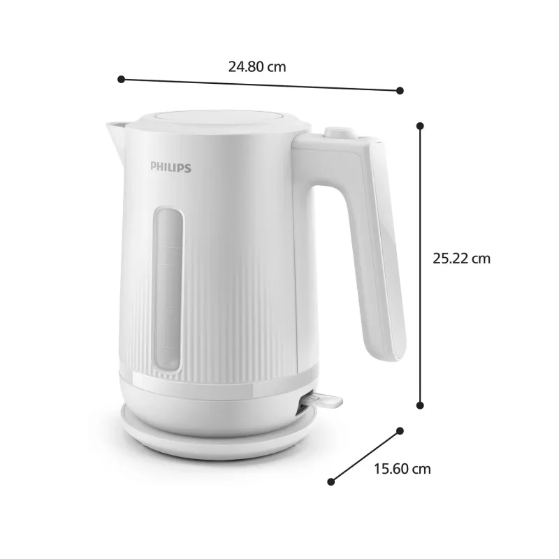 Philips Série 3000 Chaleira Elétrica, 1,7 l, 2200 W, Branco, Plástico, Proteção contra Sobreaquecimento, Sem Fios