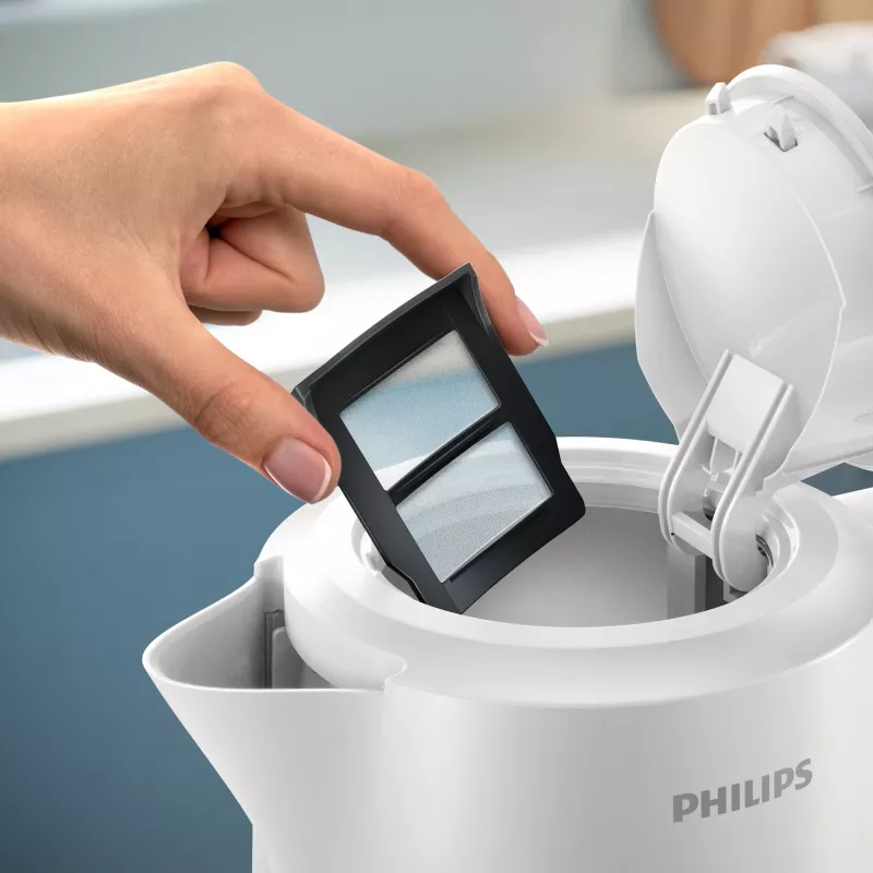 Philips Série 3000 Chaleira Elétrica, 1,7 l, 2200 W, Branco, Plástico, Proteção contra Sobreaquecimento, Sem Fios