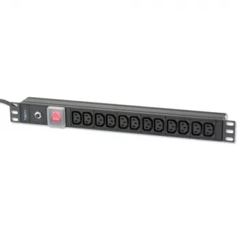Techly rack 19 polegadas PDU 12 saídas VDE com ficha C20 e interruptor