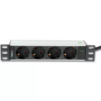 Techly I-CASE M10-4D Unidade de distribuição de energia (PDU) 4 saídas AC 1U preto, prateado