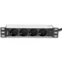 Techly I-CASE M10-4D Unidade de distribuição de energia (PDU) 4 saídas AC 1U preto, prateado