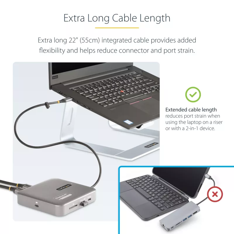 StarTech.com Dock USB-C, HDMI duplo 4K 60Hz, compatível com Macbook Pro (M1/M2/M3/M4) e Windows, hub USB-A/USB-C 10Gbps, 100W Power Delivery, GbE, SD, cabo de 56cm