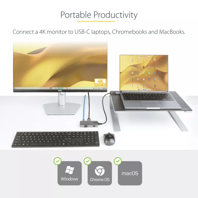 Adaptador multiporta USB-C StarTech.com – HDMI 4K 60Hz – HDR – Hub USB 3.0 de 2 portas 5Gbps – Power Delivery Pass-Through 100W – GbE – Certificado Works with Chromebook – Windows/macOS