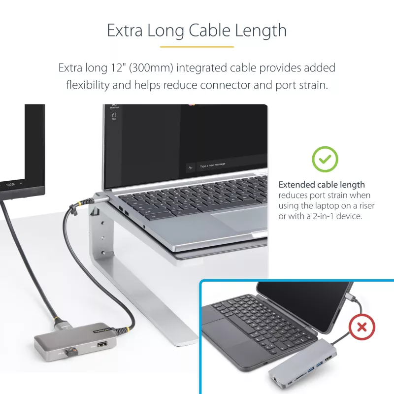 Adaptador multiporta USB-C StarTech.com – HDMI 4K 60Hz – HDR – Hub USB 3.0 de 2 portas 5Gbps – Power Delivery Pass-Through 100W – GbE – Certificado Works with Chromebook – Windows/macOS