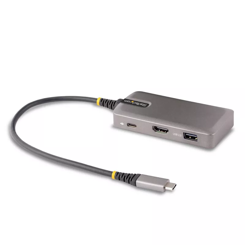 StarTech.com Adaptador multiporta USB-C - HDMI 4K 60Hz com HDR - hub USB de 3 portas - 100W Power Delivery Pass-Through - certificado Works With Chromebook - Windows/macOS/iPadOS/Android™