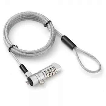 Techly Fechadura de segurança numérica combinada para portátil para ranhura Nano, 1,8 m, fechadura numérica, metal, aço, prateado