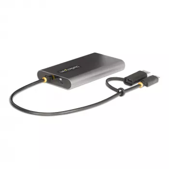 StarTech.com Adaptador USB-C para HDMI duplo – USB-C ou A para 2x HDMI – 4K 60Hz – 100W Power Delivery Pass-Through – cabo integrado de 30 cm (1ft) – conversor USB para HDMI multi-monitor para portátil – TAA