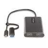 StarTech.com Adaptador USB-C para HDMI duplo – USB-C ou A para 2x HDMI – 4K 60Hz – 100W Power Delivery Pass-Through – cabo integrado de 30 cm (1ft) – conversor USB para HDMI multi-monitor para portátil – TAA