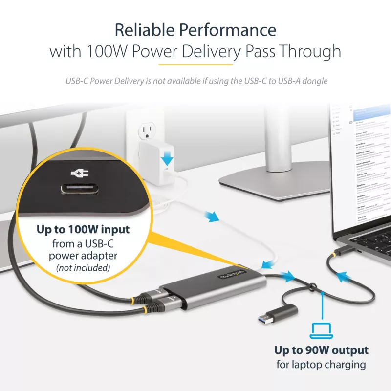 StarTech.com Adaptador USB-C para HDMI duplo – USB-C ou A para 2x HDMI – 4K 60Hz – 100W Power Delivery Pass-Through – cabo integrado de 30 cm (1ft) – conversor USB para HDMI multi-monitor para portátil – TAA