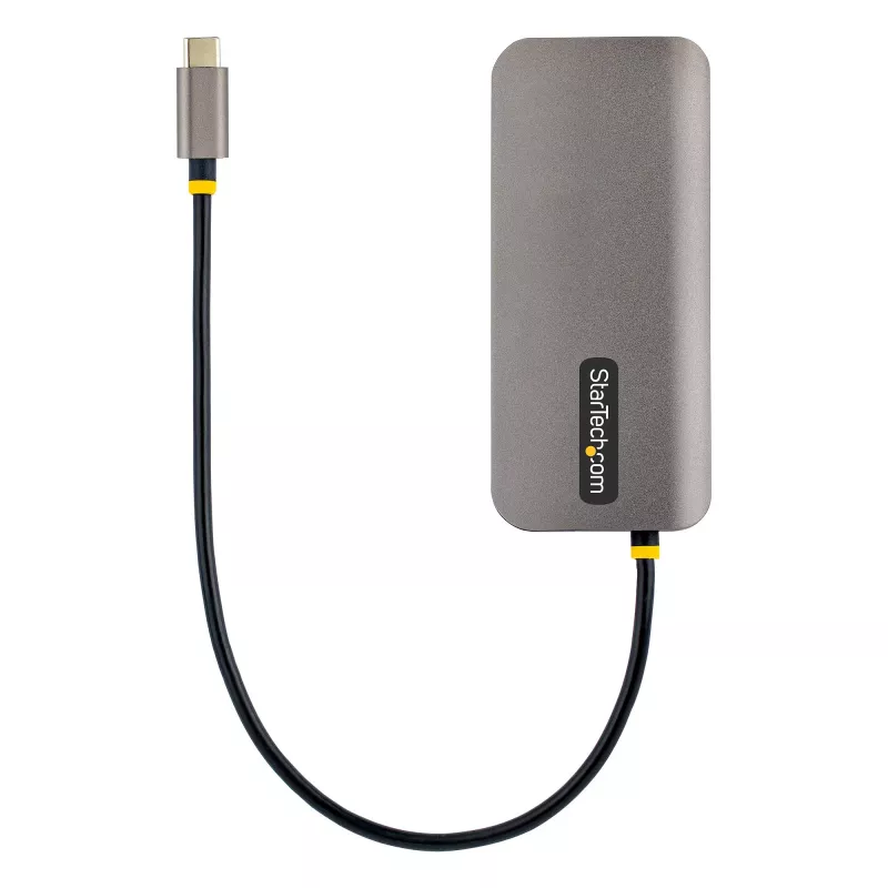 StarTech.com Adaptador multiporta USB-C – vídeo HDMI 4K 60Hz, hub USB-A de 3 portas 5Gbit/s, 100W USB Power Delivery Pass-Through/GbE/SD/MicroSD, cabo de 30cm, dock portátil para portátil