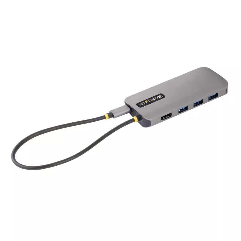 StarTech.com Adaptador multiporta USB-C – vídeo HDMI 4K 60Hz, hub USB-A de 3 portas 5Gbit/s, 100W USB Power Delivery Pass-Through/GbE/SD/MicroSD, cabo de 30cm, dock portátil para portátil