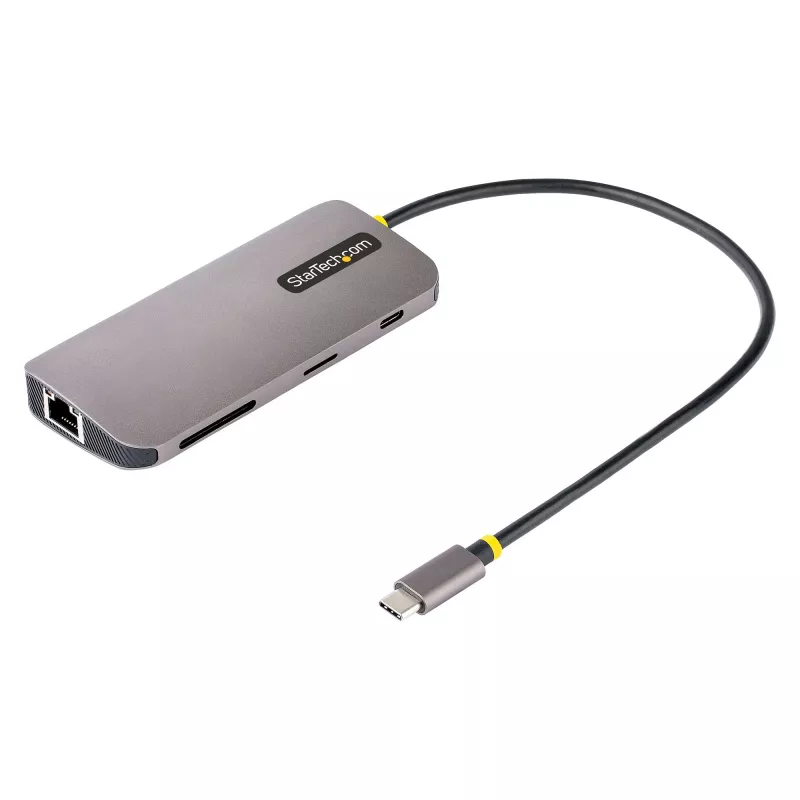 StarTech.com Adaptador multiporta USB-C – vídeo HDMI 4K 60Hz, hub USB-A de 3 portas 5Gbit/s, 100W USB Power Delivery Pass-Through/GbE/SD/MicroSD, cabo de 30cm, dock portátil para portátil