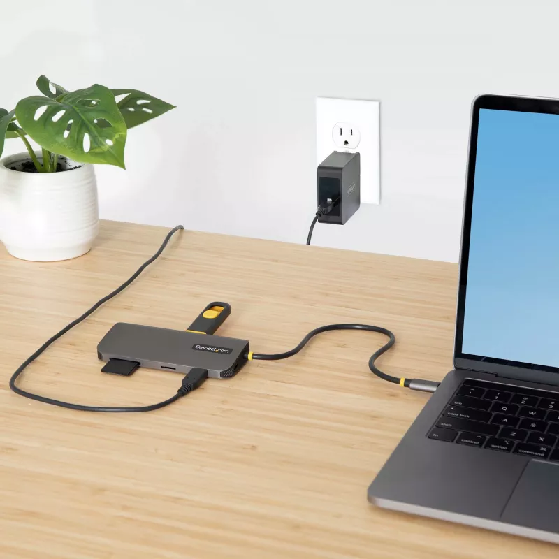 StarTech.com Adaptador multiporta USB-C – vídeo HDMI 4K 60Hz, hub USB-A de 3 portas 5Gbit/s, 100W USB Power Delivery Pass-Through/GbE/SD/MicroSD, cabo de 30cm, dock portátil para portátil