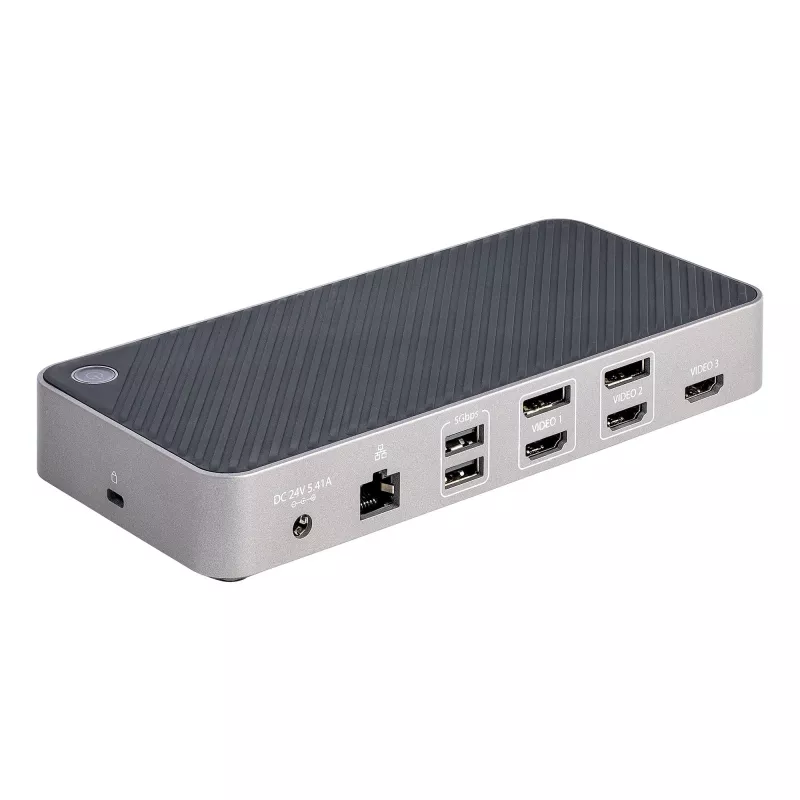 StarTech.com Dock USB-C para três monitores - Dock USB-C HDMI/DP triplo 4k - hub USB 5x - GbE - 100W PD - dock universal multi-monitor - compatível com Thunderbolt 3/4