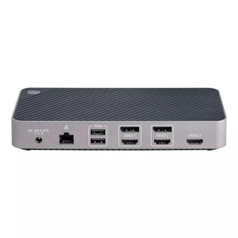 StarTech.com Dock USB-C para três monitores - Dock USB-C HDMI/DP triplo 4k - hub USB 5x - GbE - 100W PD - dock universal multi-monitor - compatível com Thunderbolt 3/4