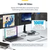 StarTech.com Dock USB-C para três monitores - Dock USB-C HDMI/DP triplo 4k - hub USB 5x - GbE - 100W PD - dock universal multi-monitor - compatível com Thunderbolt 3/4