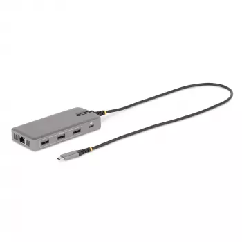 StarTech.com Adaptador multiporta USB-C para três monitores, HDMI e DisplayPort duplo 4K 60Hz + 4K 30Hz, hub USB de 3 portas 10Gbps, 100W PD Pass-Through, GbE, dock de viagem, Windows e ChromeOS