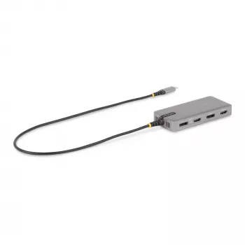 StarTech.com Adaptador multiporta USB-C para três monitores, HDMI e DisplayPort duplo 4K 60Hz + 4K 30Hz, hub USB de 3 portas 10Gbps, 100W PD Pass-Through, GbE, dock de viagem, Windows e ChromeOS