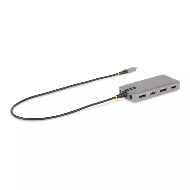 StarTech.com Adaptador multiporta USB-C para três monitores, HDMI e DisplayPort duplo 4K 60Hz + 4K 30Hz, hub USB de 3 portas 10Gbps, 100W PD Pass-Through, GbE, dock de viagem, Windows e ChromeOS